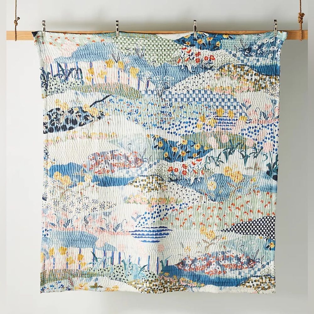 New Anthropologie 100% Cotton Voile Printed Quilt Collection Size King - Picture 6 of 12